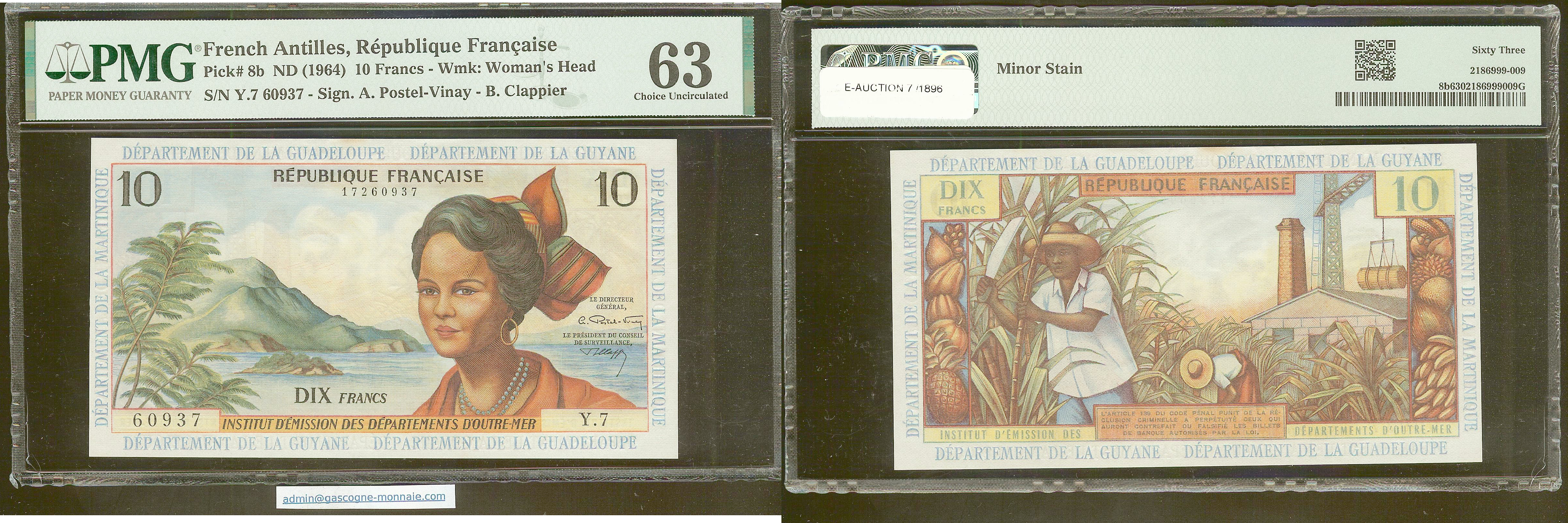 Antilles Francaise 10 francs ND (1964) SPL+